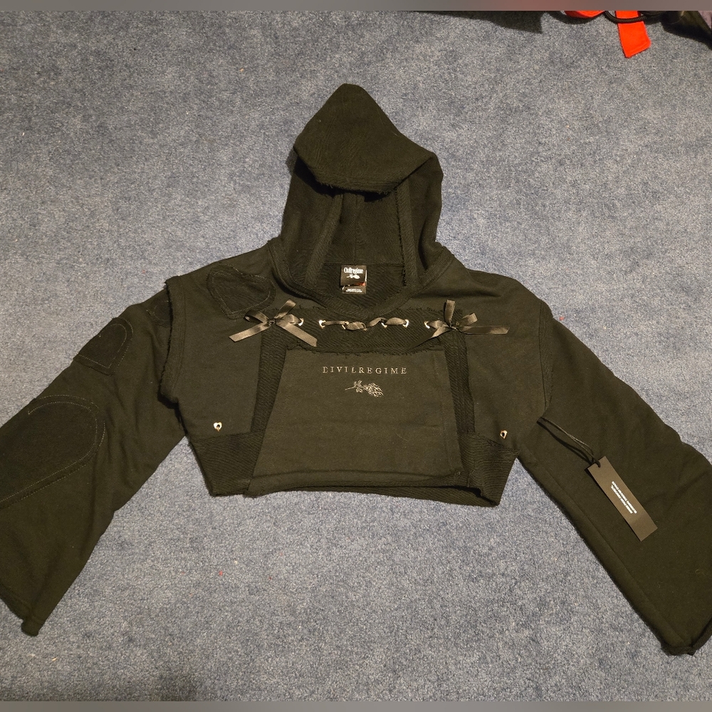 Civil Regime- XOXO Concrete Bloom Cropped Hoodie